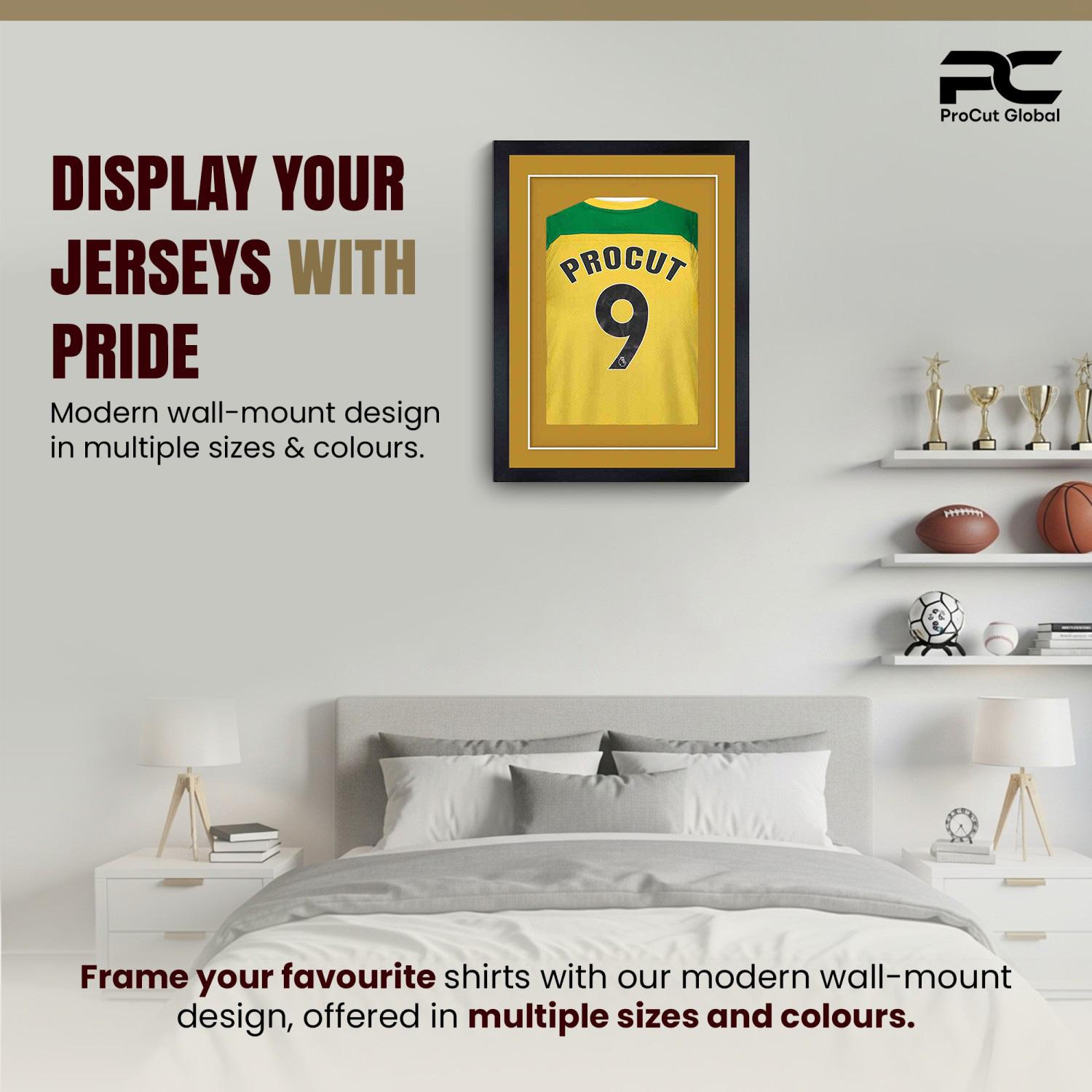 80x60cm Mat Black Football Shirt Frame With Antique Gold Mount And Perspex Front For Sports Jerseys thumbnail 6