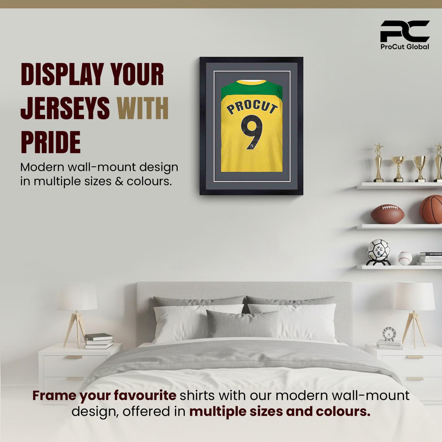 80x60cm Mat Black Football Shirt Frame With Charcoal Grey Mount And Perspex Front For Sports Jerseys thumbnail 6
