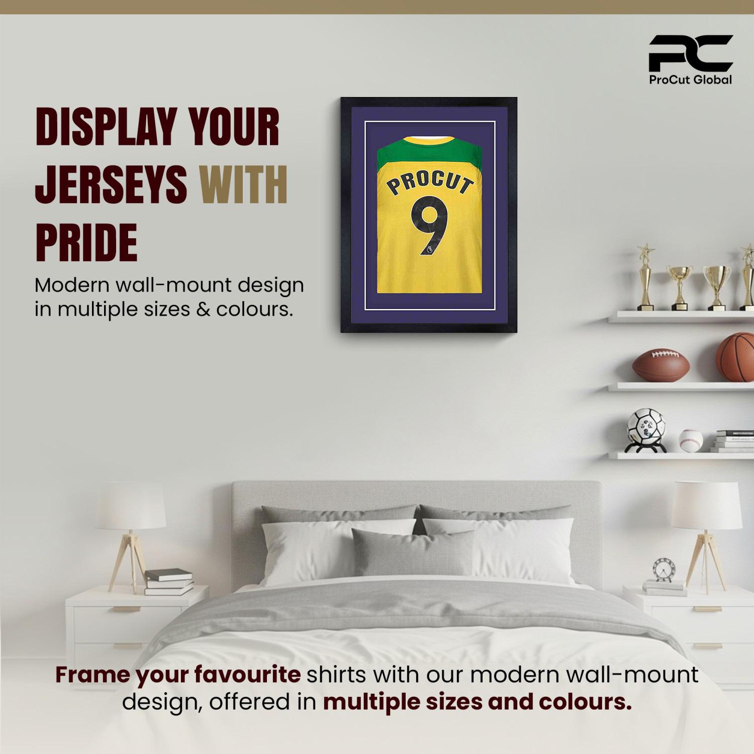80x60cm Mat Black Football Shirt Frame With Damson Mount And Perspex Front For Sports Jerseys thumbnail 6
