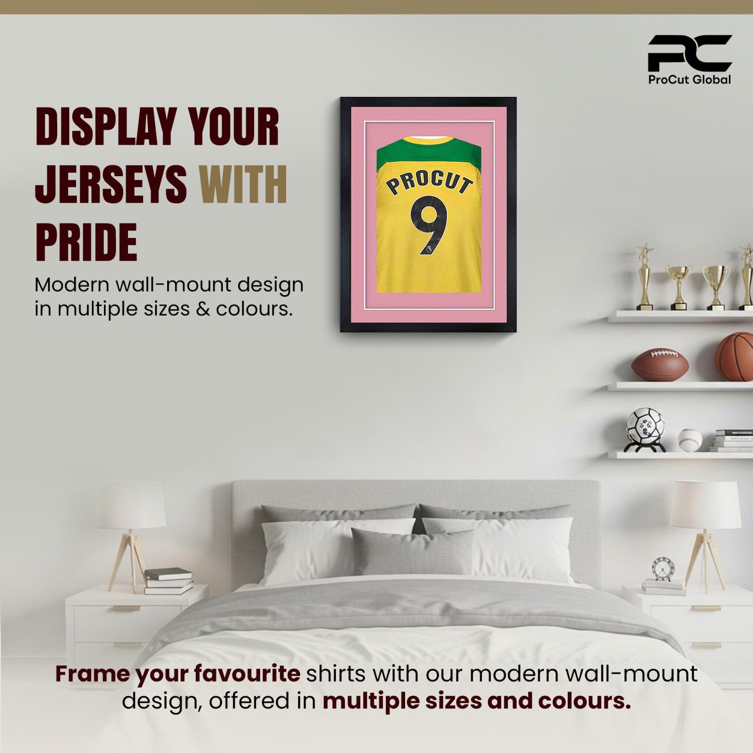 80x60cm Mat Black Football Shirt Frame With Dusty Rose Mount And Perspex Front - Box Display For Football, Rugby, And Other Sports Jerseys thumbnail 6