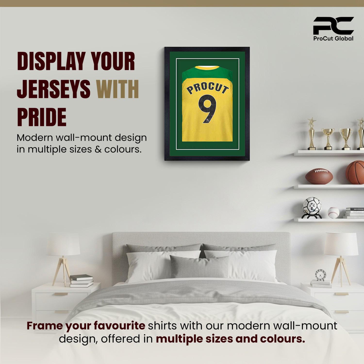 80x60cm Mat Black Football Shirt Frame With Forest Green Mount And Perspex Front - Fits Football, Rugby, And Other Sports Jerseys thumbnail 6