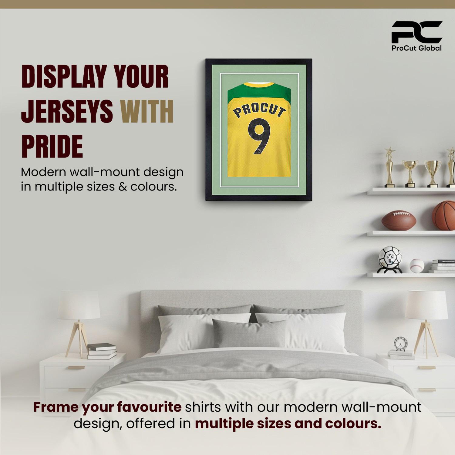 80x60cm Mat Black Football Shirt Frame With Sage Green Mount And Perspex Front - Box Display For Football, Rugby, And Other Sports Jerseys thumbnail 6
