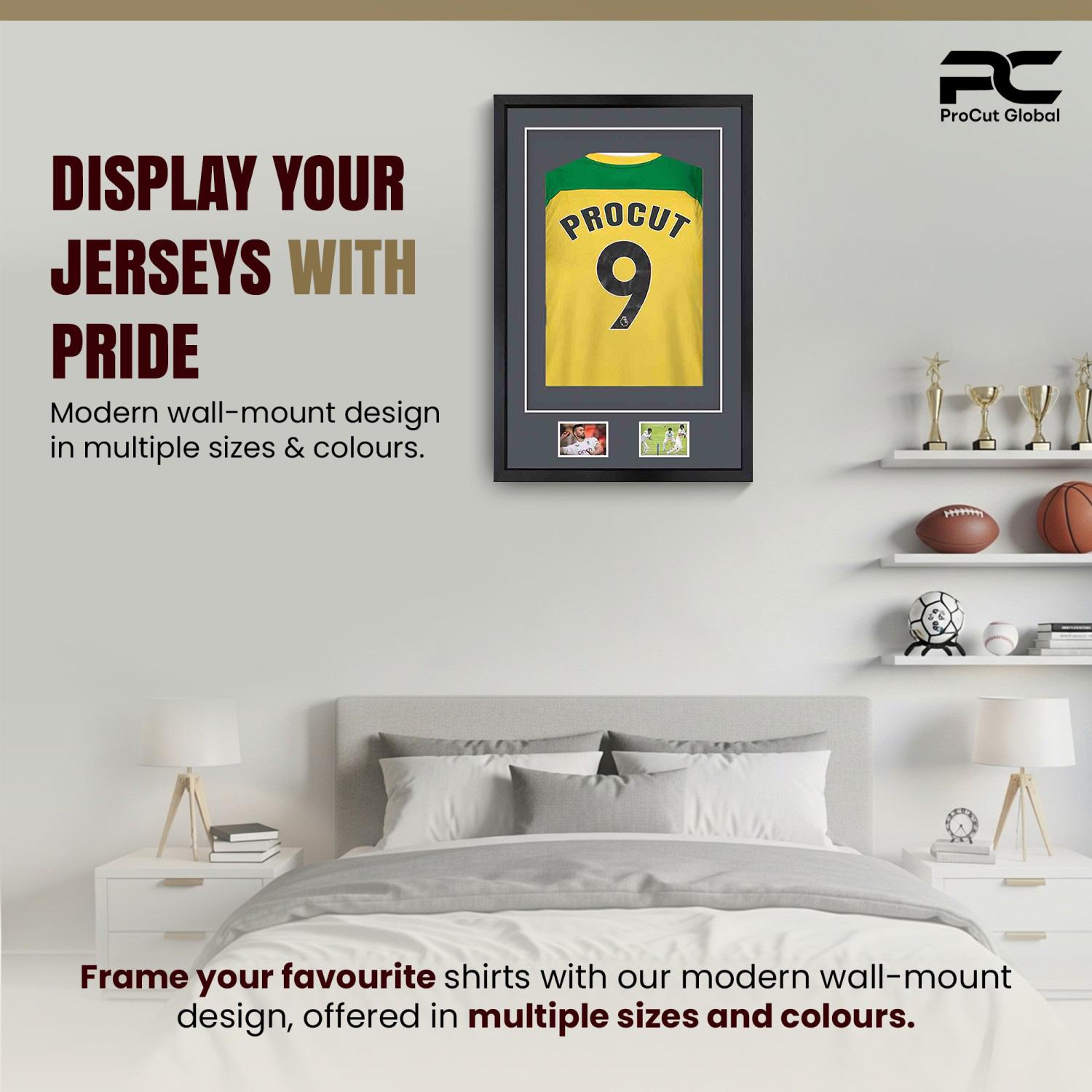 90x60cm Mat Black Football Shirt Frame With Charcoal Grey Mount And Perspex Front - Box Display For Football, Rugby, And Other Sports Jerseys thumbnail 6