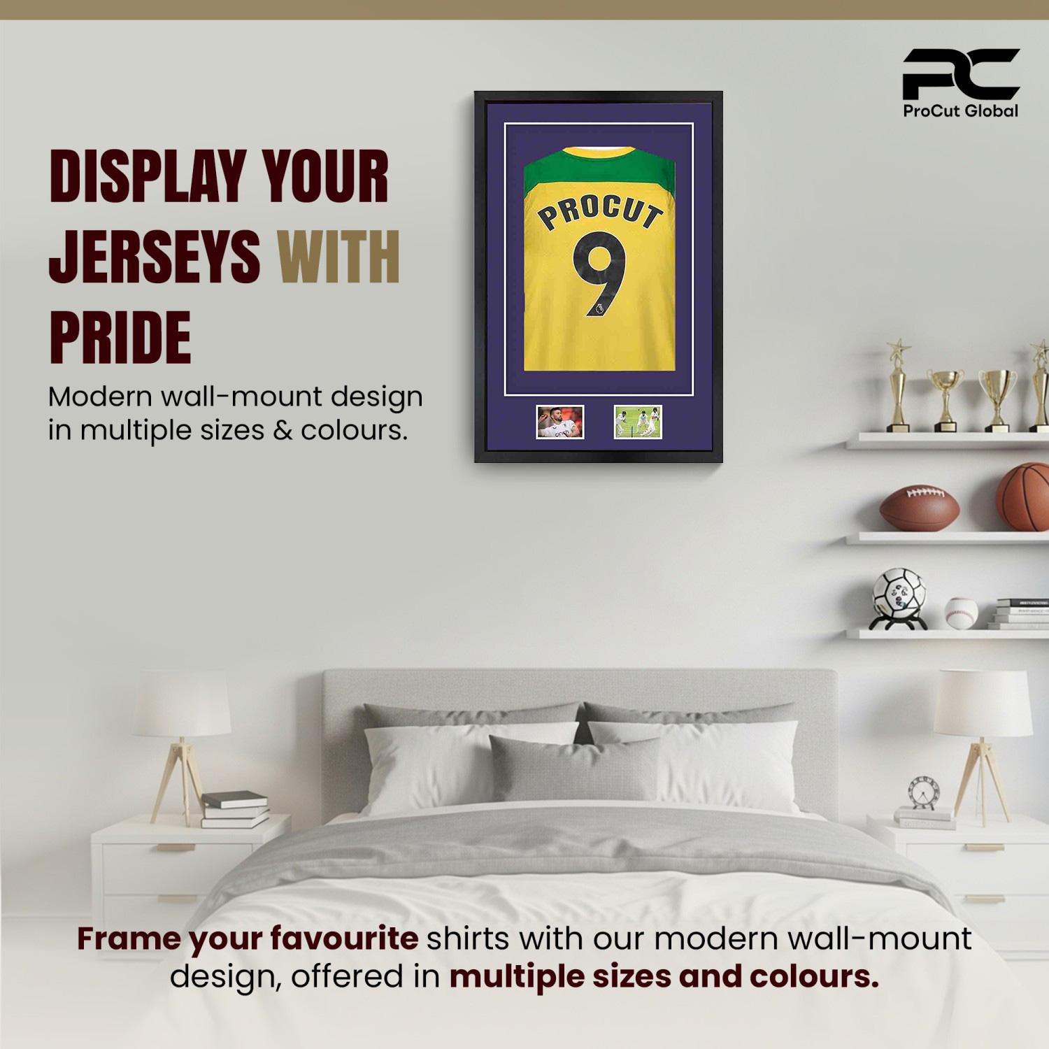 90x60cm Mat Black Football Shirt Frame With Damson Mount And Perspex Front - Fits Football, Rugby, And Other Sports Jerseys thumbnail 6