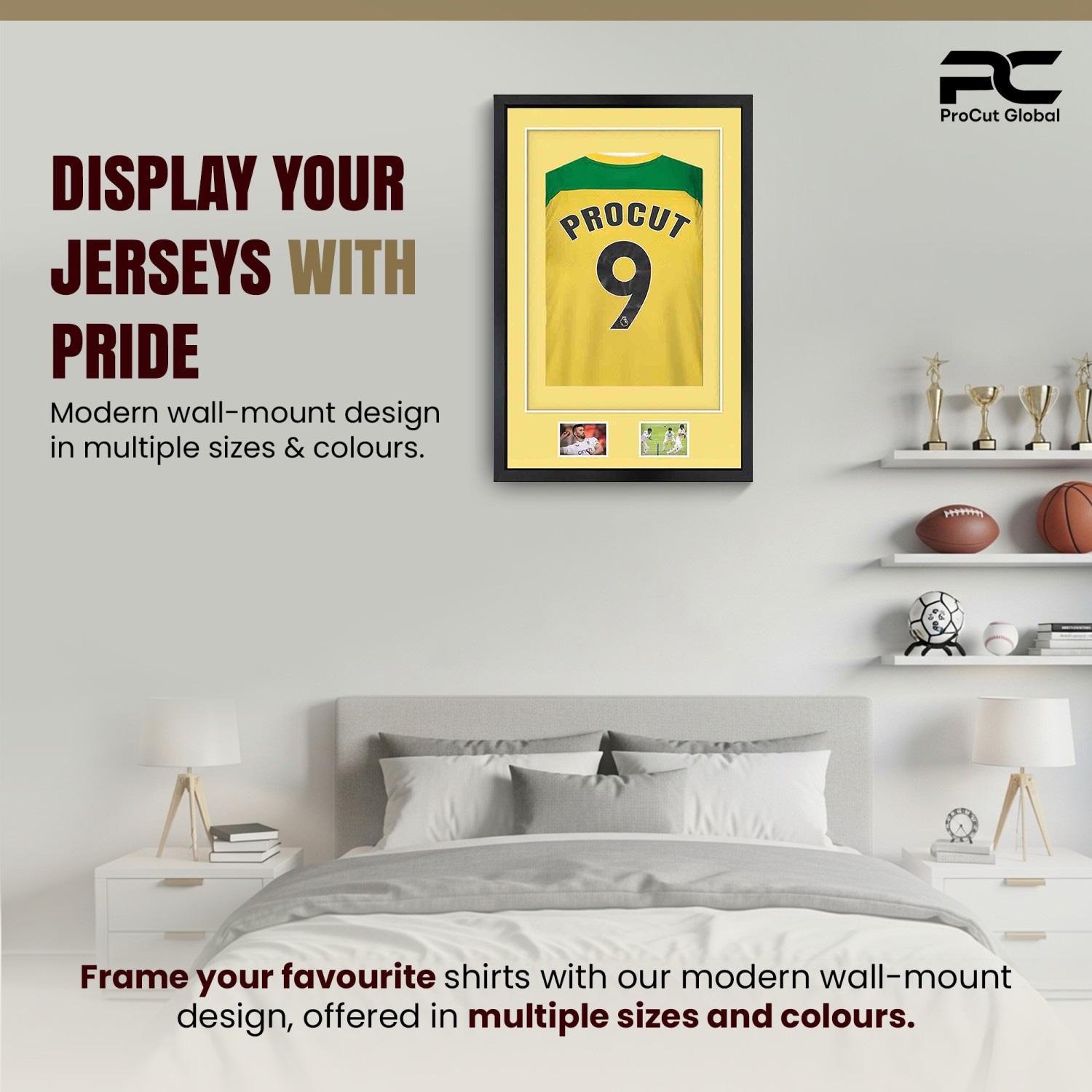 90x60cm Mat Black Football Shirt Frame With Primrose Mount And Perspex Front For Sports Jerseys thumbnail 6