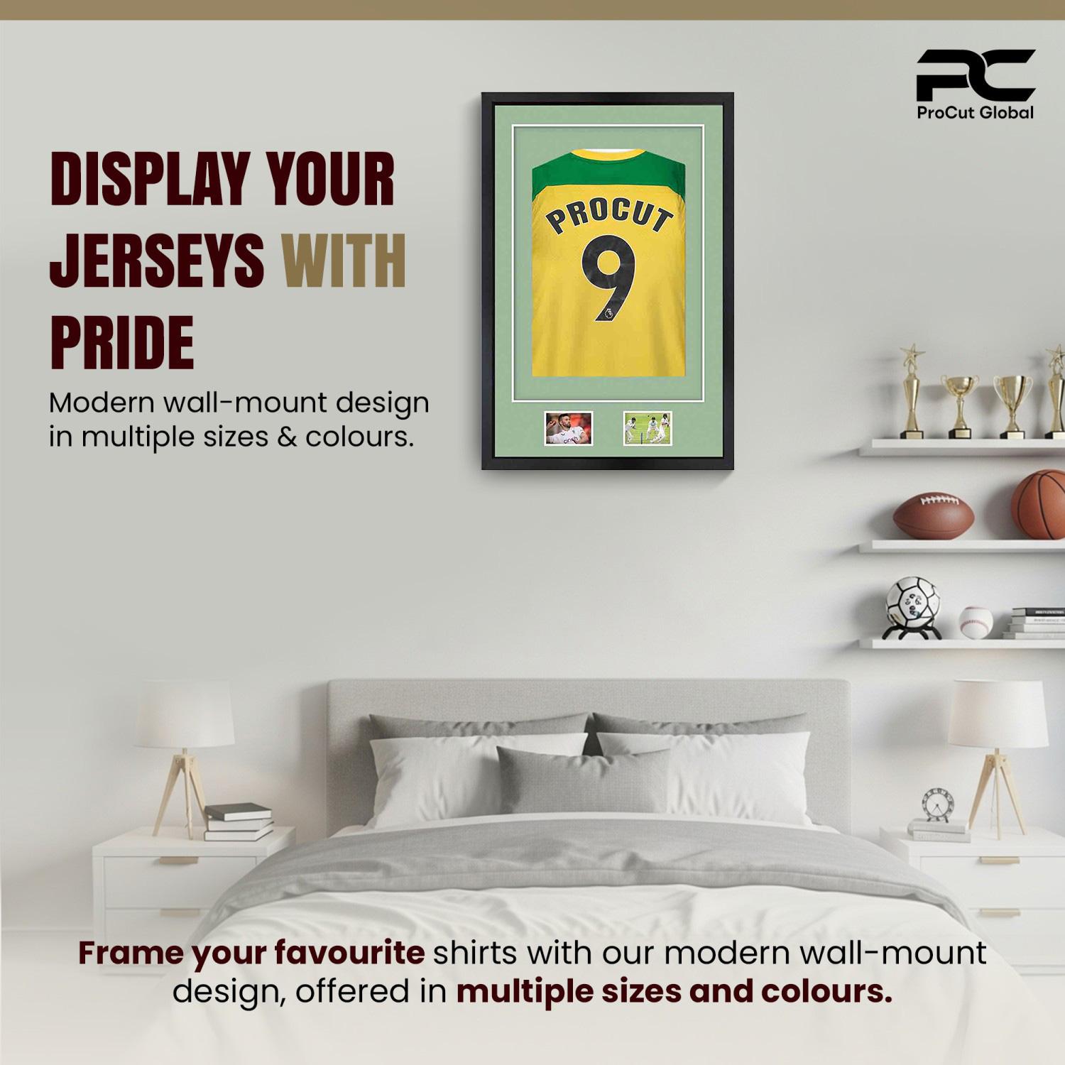 90x60cm Mat Black Football Shirt Frame With Sage Green Mount And Perspex Front - Box Display For Football, Rugby, And Other Sports Jerseys thumbnail 6