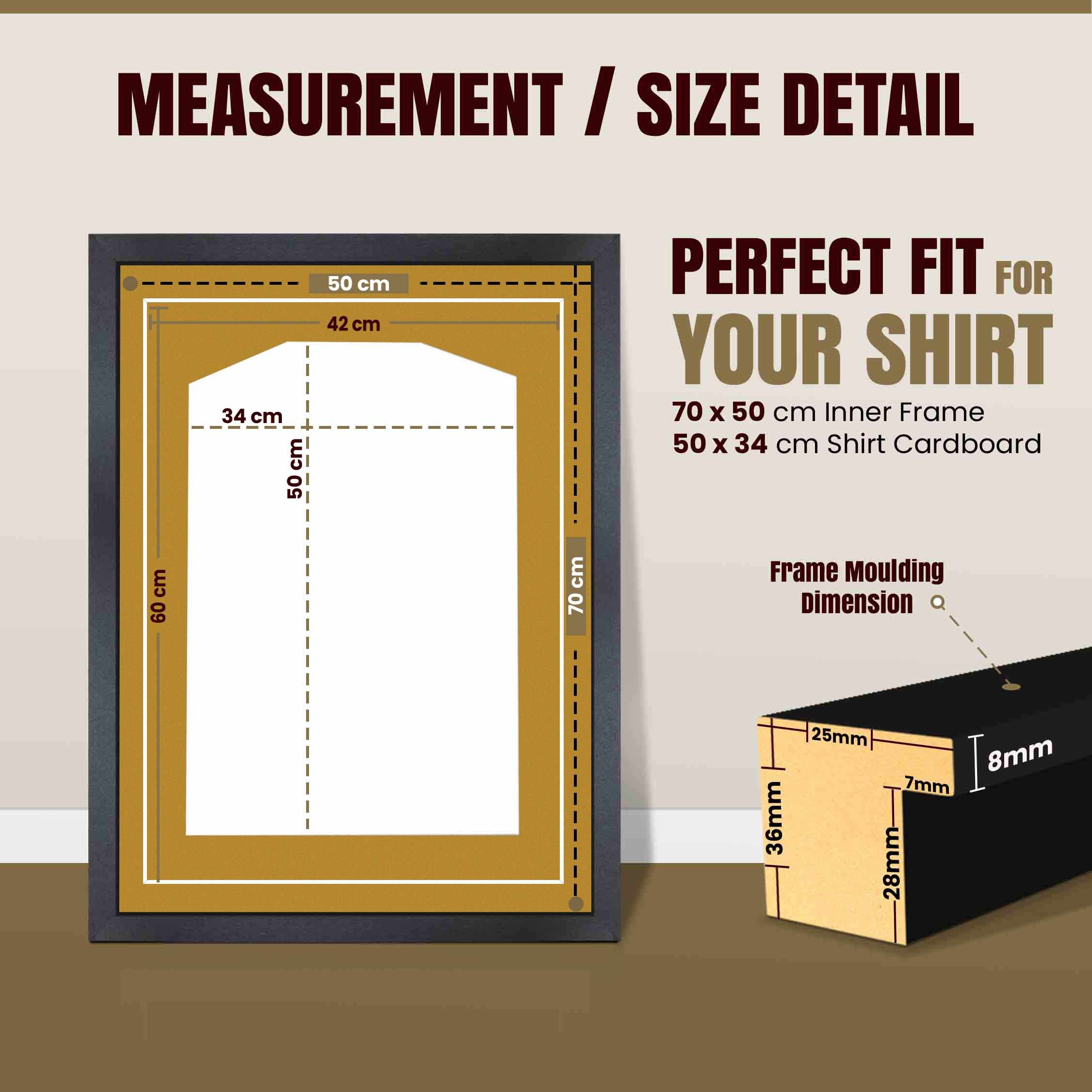 70x50cm Mat Black Football Shirt Frame With Antique Gold Mount And Perspex Front - Fits Football, Rugby, And Other Sports Jerseys thumbnail 3