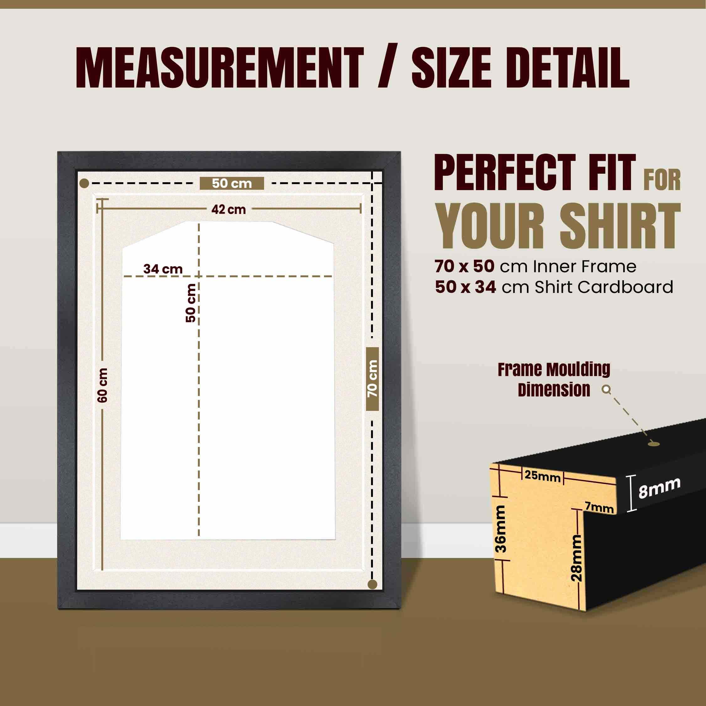 70x50cm Mat Black Football Shirt Frame With Antique White Mount And Perspex Front For Sports Jerseys thumbnail 3