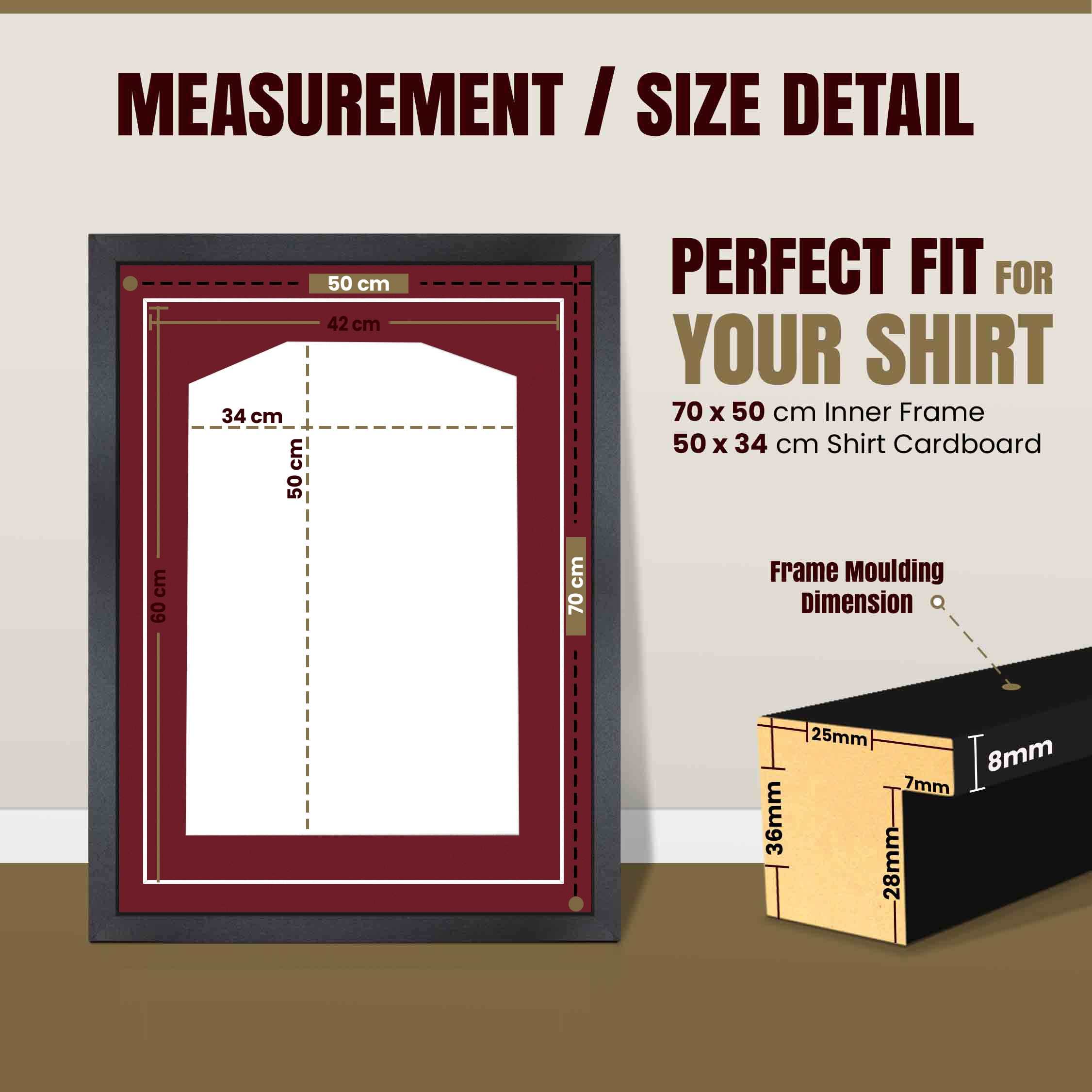 70x50cm Mat Black Football Shirt Frame With Burgundy Mount And Perspex Front - Box Display For Football, Rugby, And Other Sports Jerseys thumbnail 3