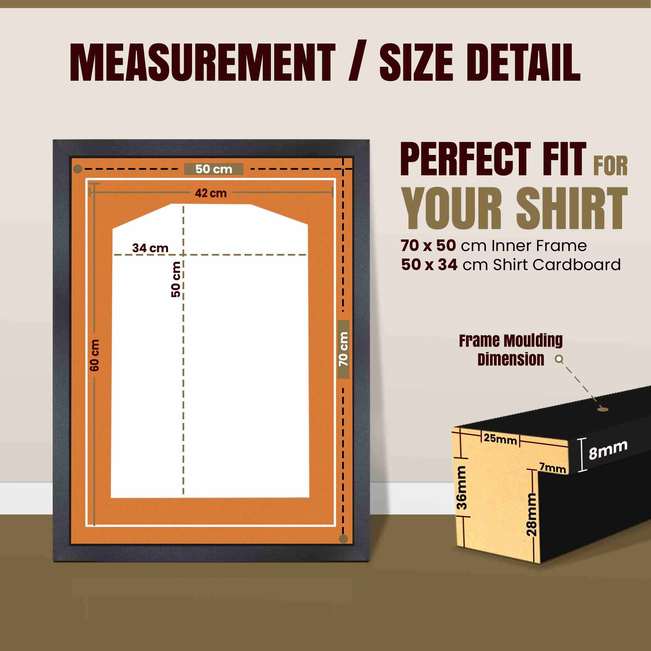 70x50cm Mat Black Football Shirt Frame With Burnt Orange Mount And Perspex Front For Sports Jerseys thumbnail 3