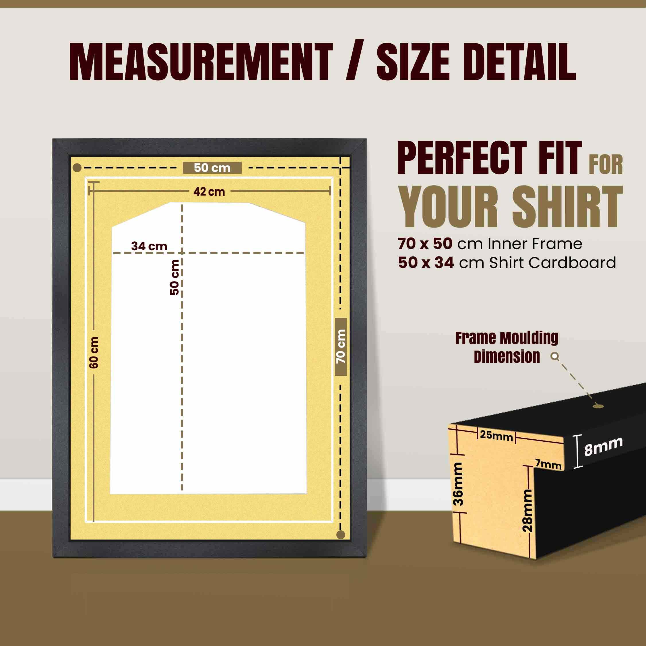 70x50cm Mat Black Football Shirt Frame With Primrose Mount And Perspex Front For Sports Jerseys thumbnail 3