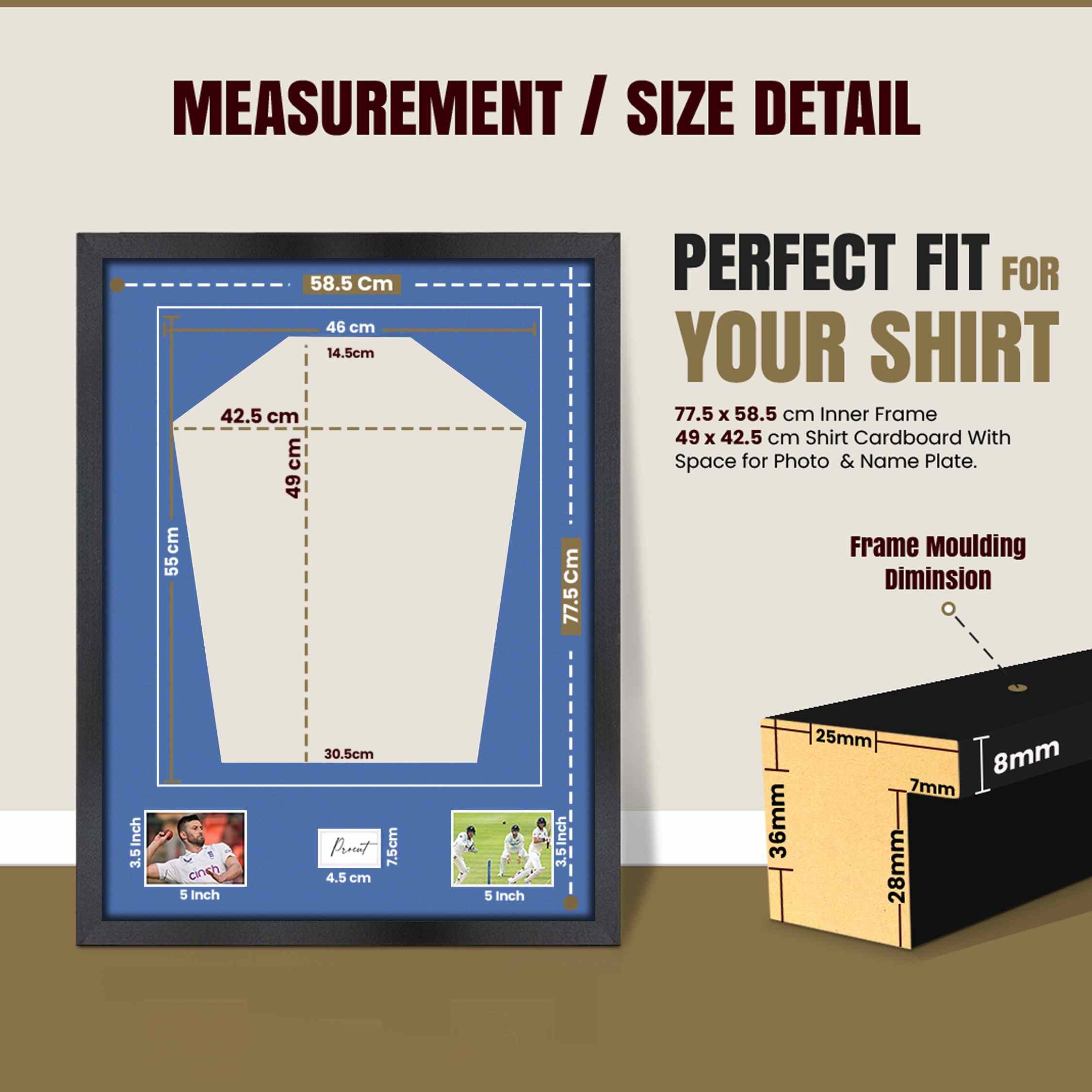 77.5x58.5cm Mat Black Football Shirt Frame With Pacific Blue Mount And Perspex Front - Box Display For Football, Rugby, And Other Sports Jerseys thumbnail 3