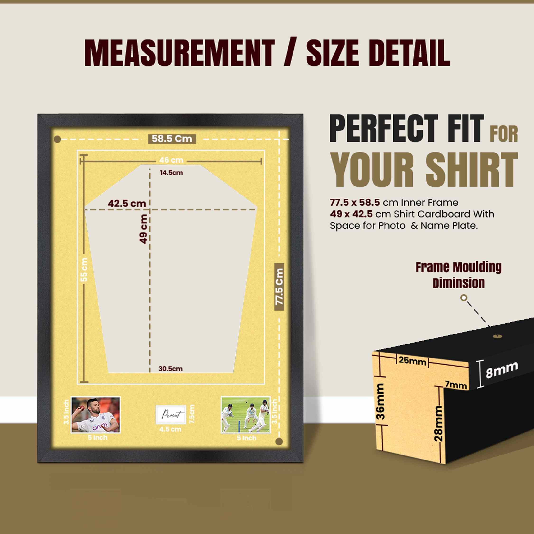 77.5x58.5cm Mat Black Football Shirt Frame With Primrose Mount And Perspex Front - Box Display For Football, Rugby, And Other Sports Jerseys thumbnail 3
