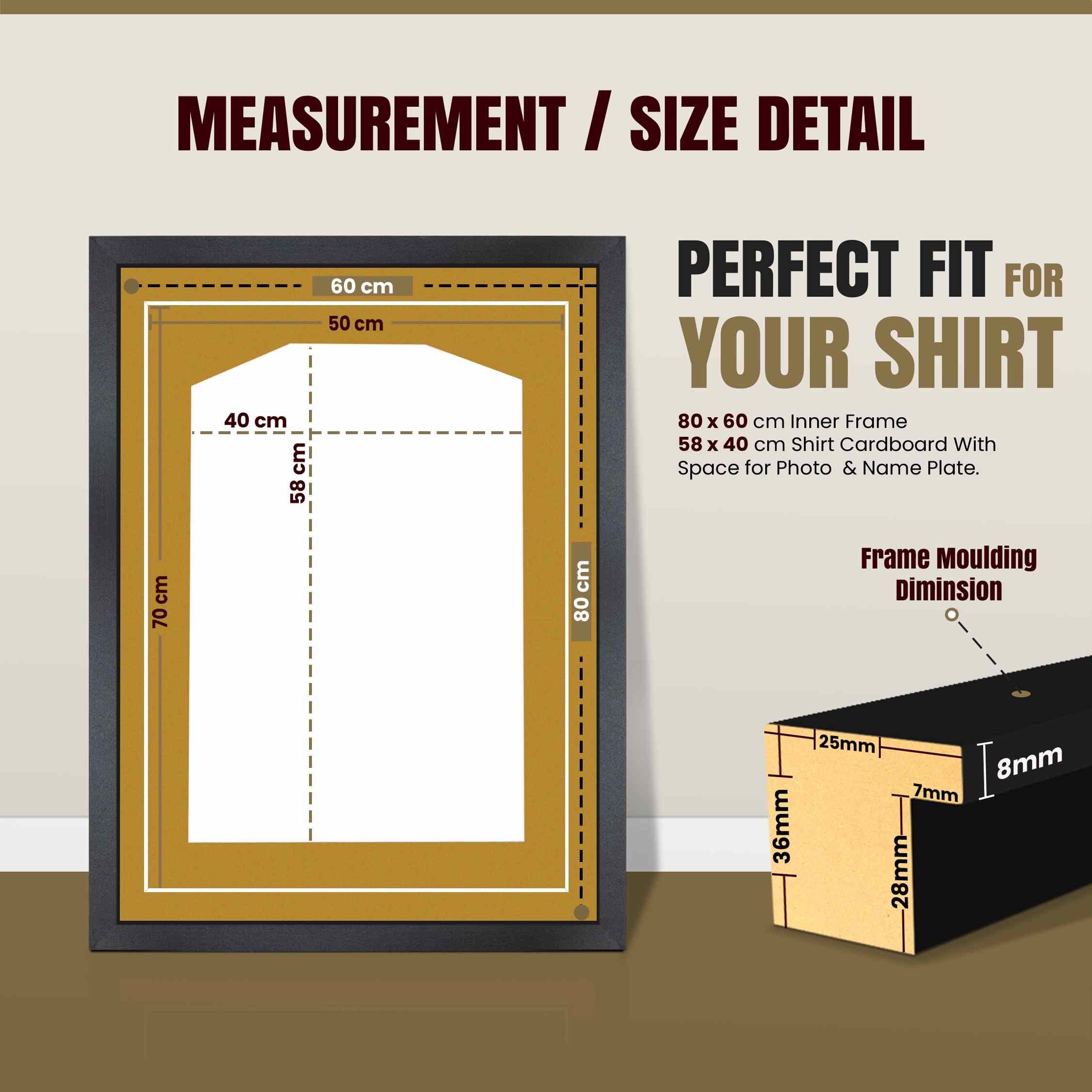 80x60cm Mat Black Football Shirt Frame With Antique Gold Mount And Perspex Front For Sports Jerseys thumbnail 3