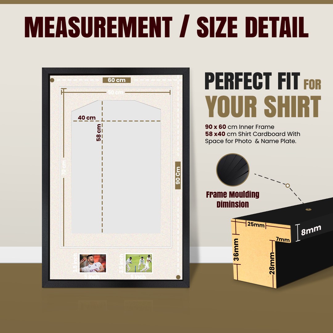 90x60cm Mat Black Football Shirt Frame With Antique White Mount And Perspex Front - Fits Football, Rugby, And Other Sports Jerseys thumbnail 3