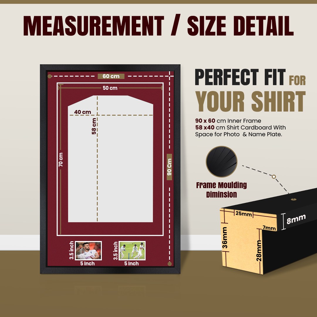 90x60cm Mat Black Football Shirt Frame With Burgundy Mount And Perspex Front - Box Display For Football, Rugby, And Other Sports Jerseys thumbnail 3