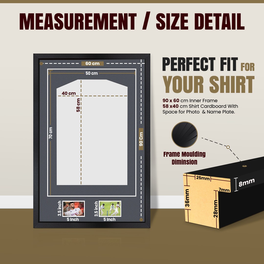 90x60cm Mat Black Football Shirt Frame With Charcoal Grey Mount And Perspex Front - Box Display For Football, Rugby, And Other Sports Jerseys thumbnail 3