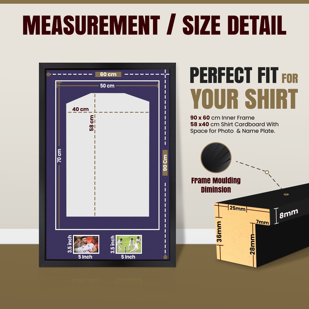 90x60cm Mat Black Football Shirt Frame With Damson Mount And Perspex Front - Fits Football, Rugby, And Other Sports Jerseys thumbnail 3