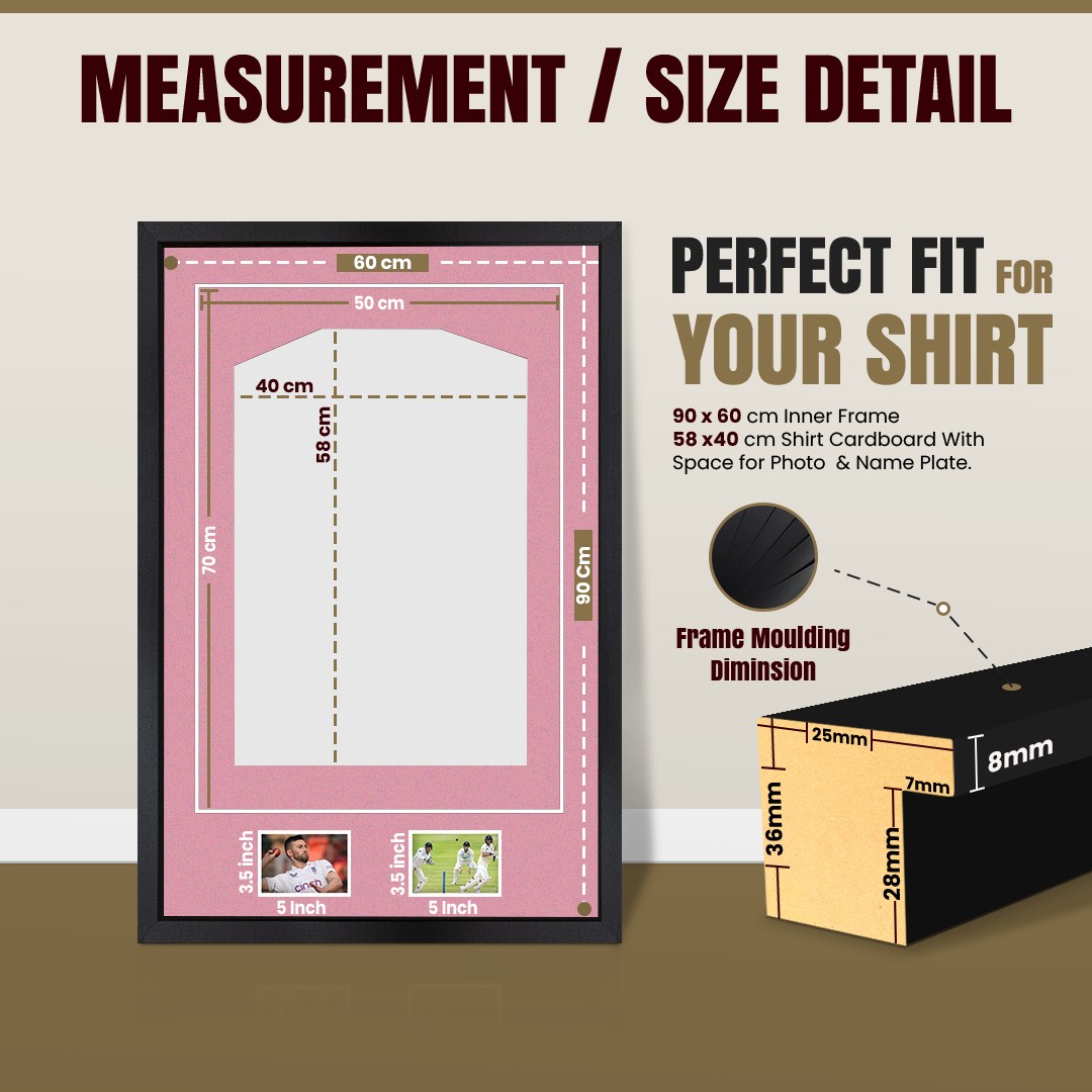 90x60cm Mat Black Football Shirt Frame With Dusty Rose Mount And Perspex Front - Box Display For Football, Rugby, And Other Sports Jerseys thumbnail 3