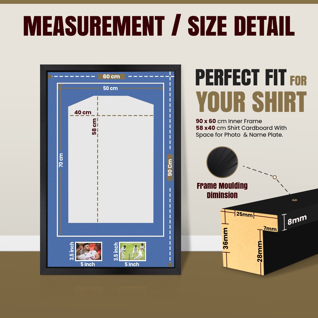 90x60cm Mat Black Football Shirt Frame With Pacific Blue Mount And Perspex Front - Fits Football, Rugby, And Other Sports Jerseys thumbnail 3
