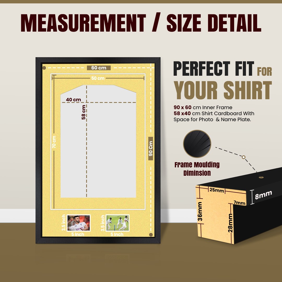 90x60cm Mat Black Football Shirt Frame With Primrose Mount And Perspex Front For Sports Jerseys thumbnail 3