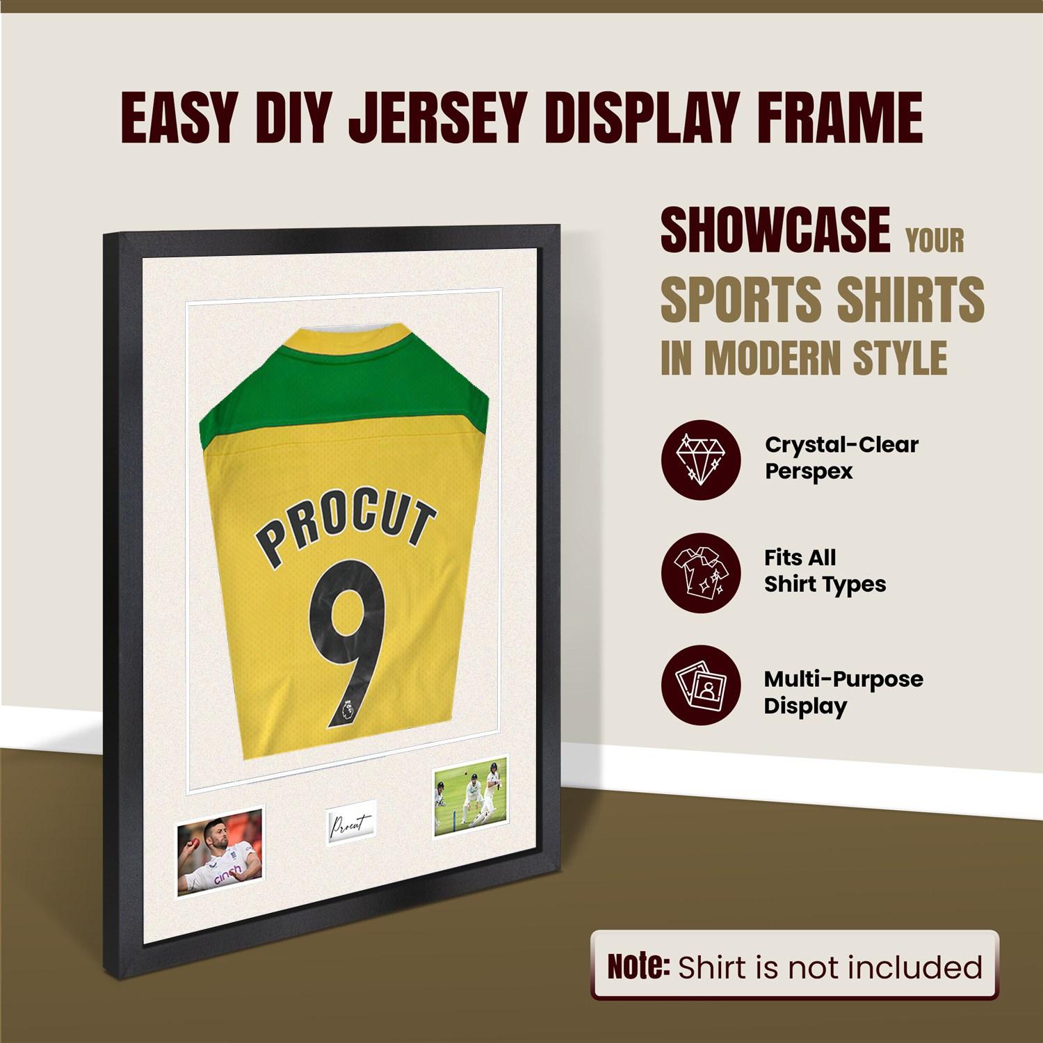 77.5x58.5cm Mat Black Football Shirt Frame With Antique White Mount And Perspex Front For Sports Jerseys thumbnail 8