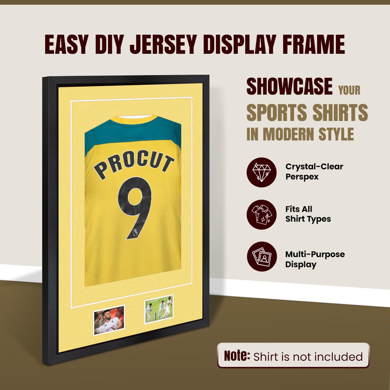 90x60cm Mat Black Football Shirt Frame With Primrose Mount And Perspex Front For Sports Jerseys thumbnail 8
