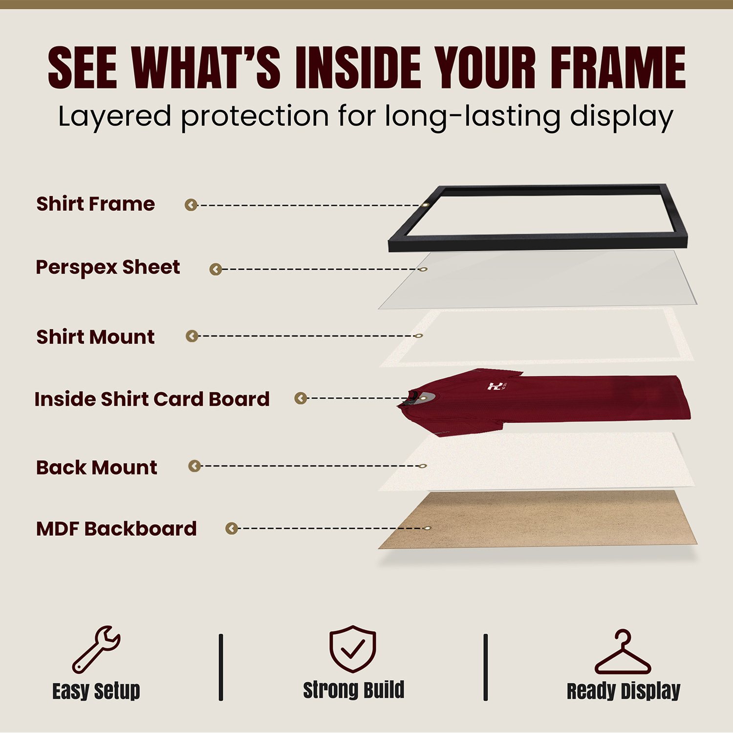 70x50cm Mat Black Football Shirt Frame With Antique White Mount And Perspex Front For Sports Jerseys thumbnail 4