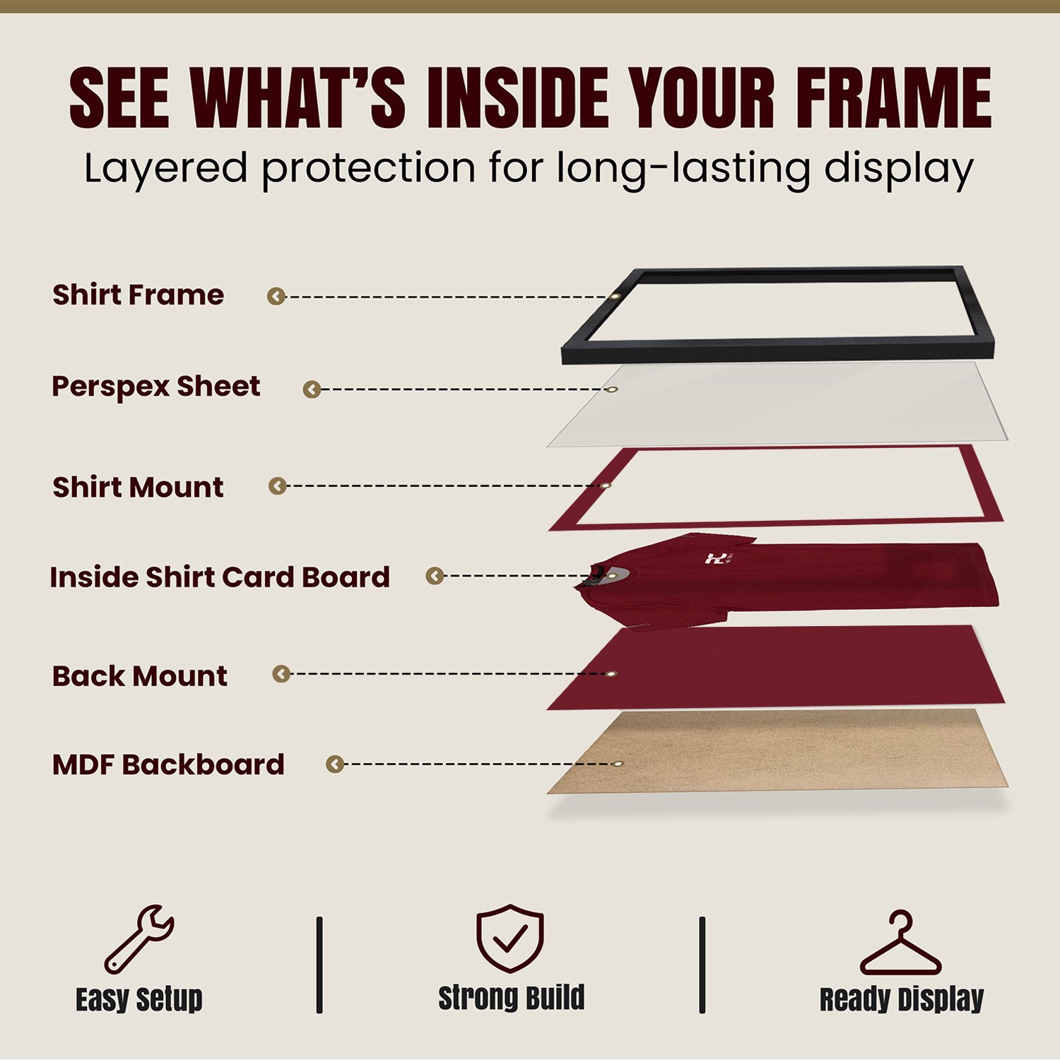 70x50cm Mat Black Football Shirt Frame With Burgundy Mount And Perspex Front - Box Display For Football, Rugby, And Other Sports Jerseys thumbnail 4