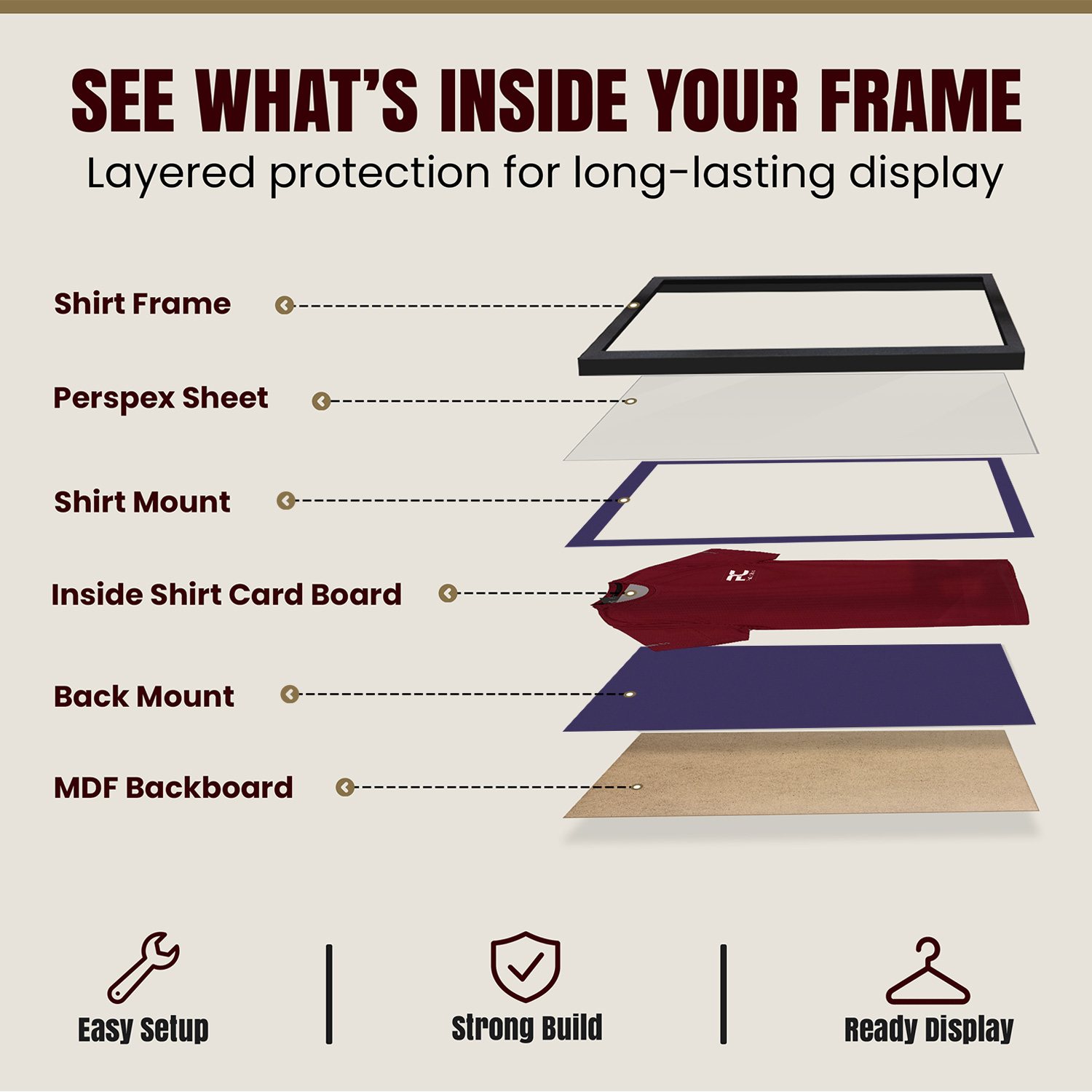 70x50cm Mat Black Football Shirt Frame With Damson Mount And Perspex Front - Fits Football, Rugby, And Other Sports Jerseys thumbnail 4