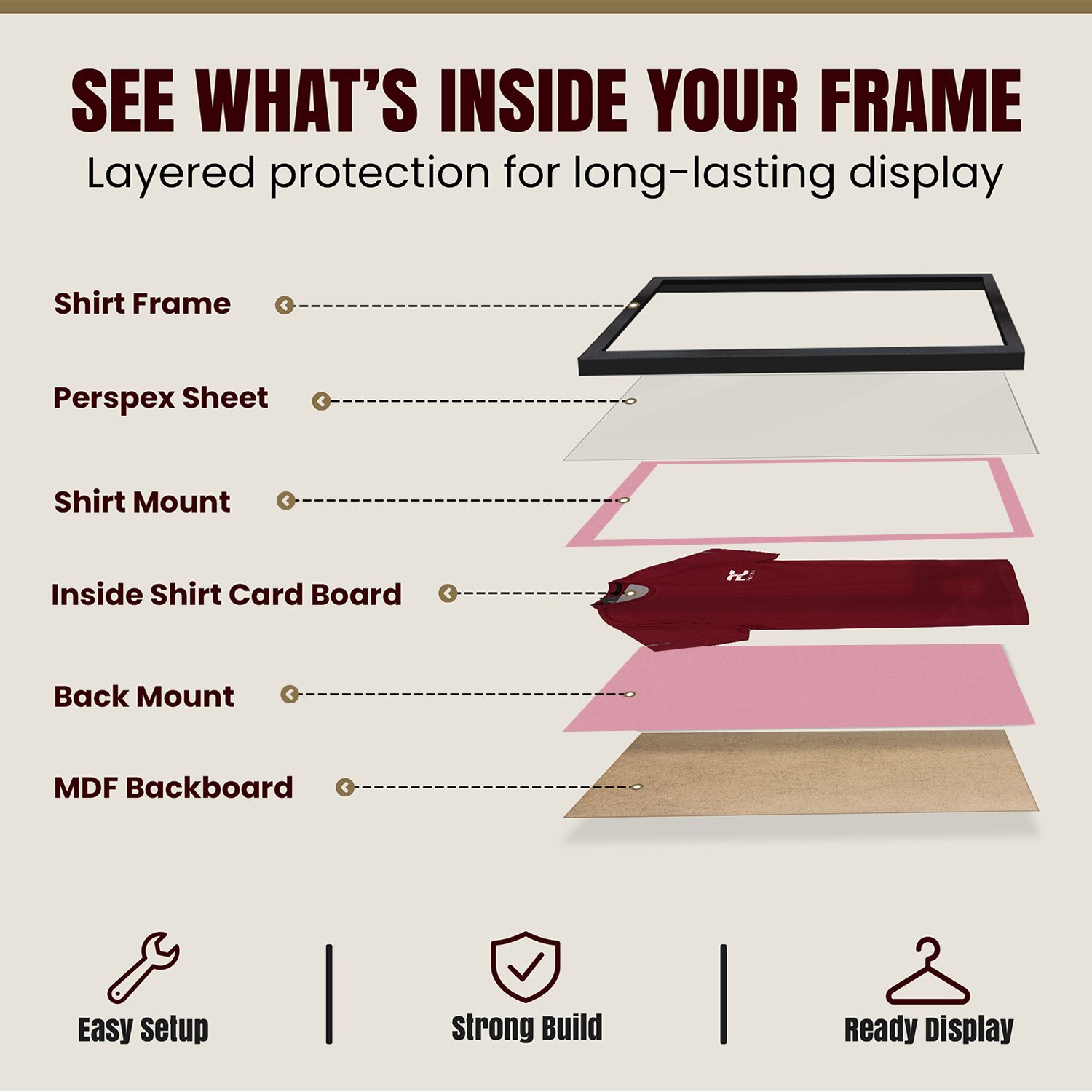 70x50cm Mat Black Football Shirt Frame With Dusty Rose Mount And Perspex Front - Fits Football, Rugby, And Other Sports Jerseys thumbnail 4