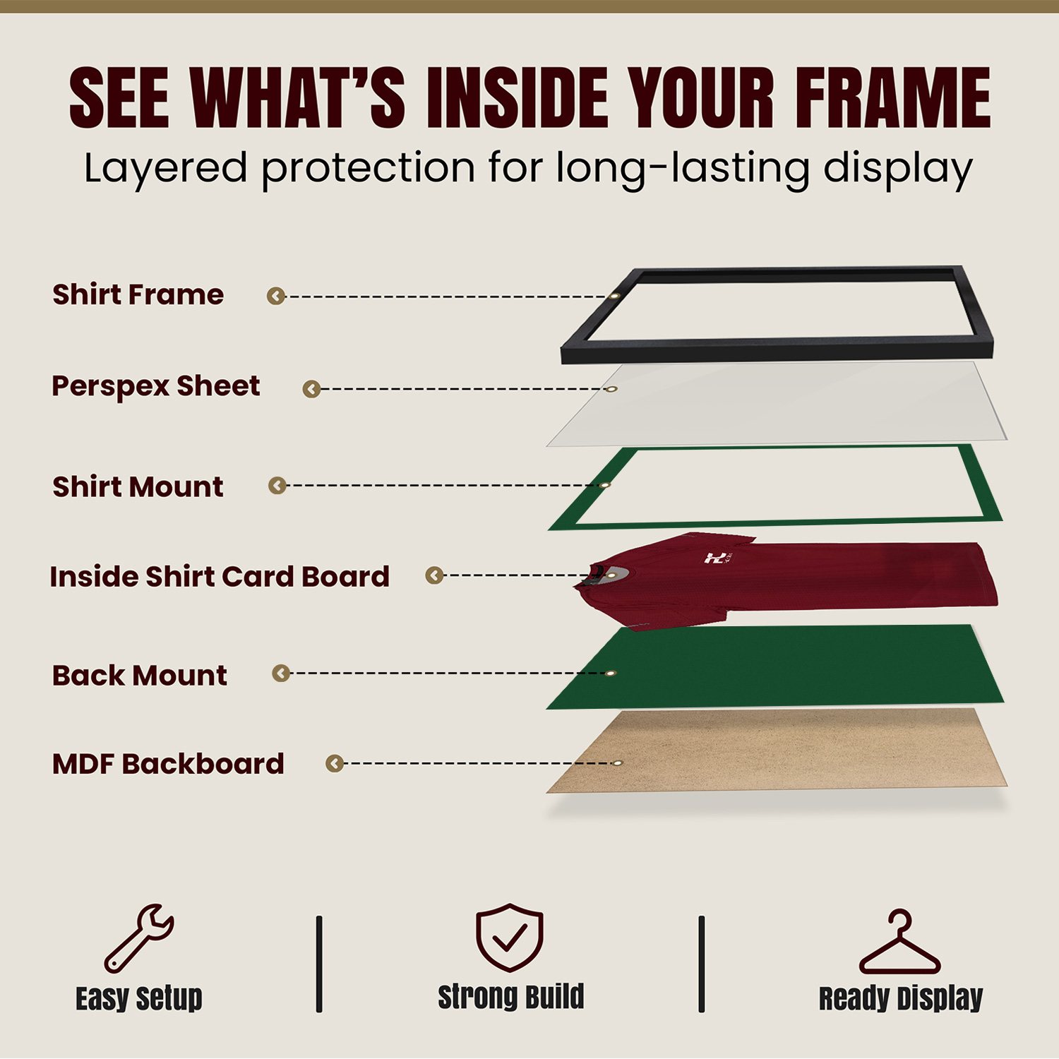 70x50cm Mat Black Football Shirt Frame With Forest Green Mount And Perspex Front For Sports Jerseys thumbnail 4