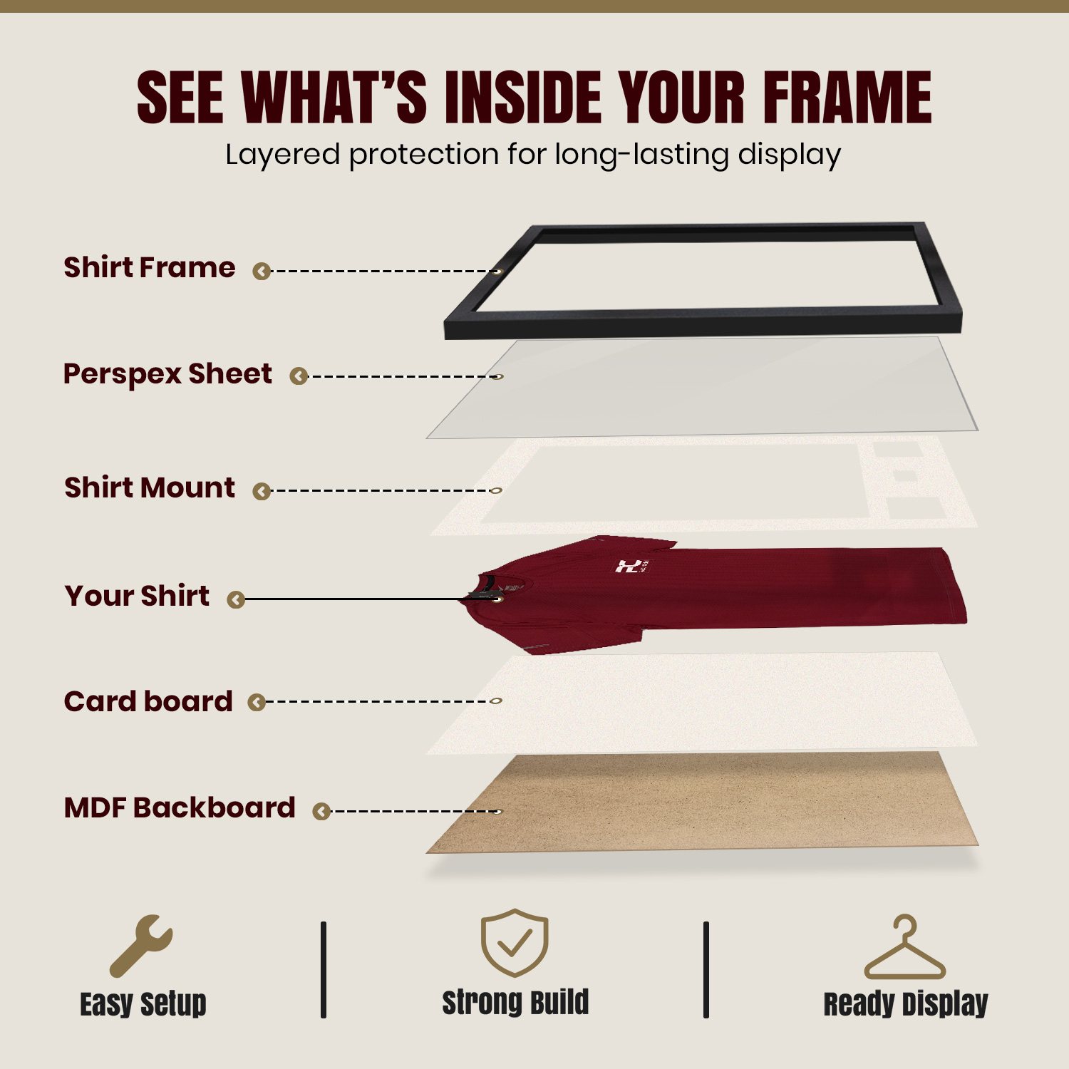 77.5x58.5cm Mat Black Football Shirt Frame With Antique White Mount And Perspex Front For Sports Jerseys thumbnail 4
