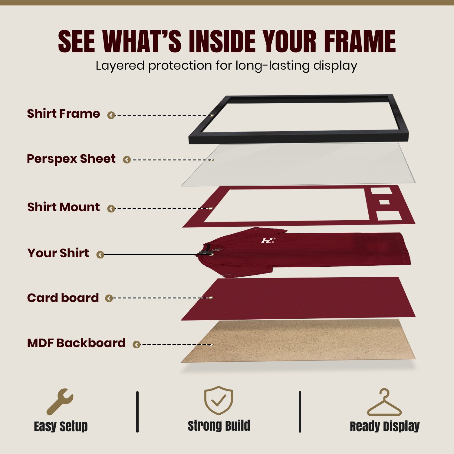 77.5x58.5cm Mat Black Football Shirt Frame With Burgundy Mount And Perspex Front - Box Display For Football, Rugby, And Other Sports Jerseys thumbnail 4