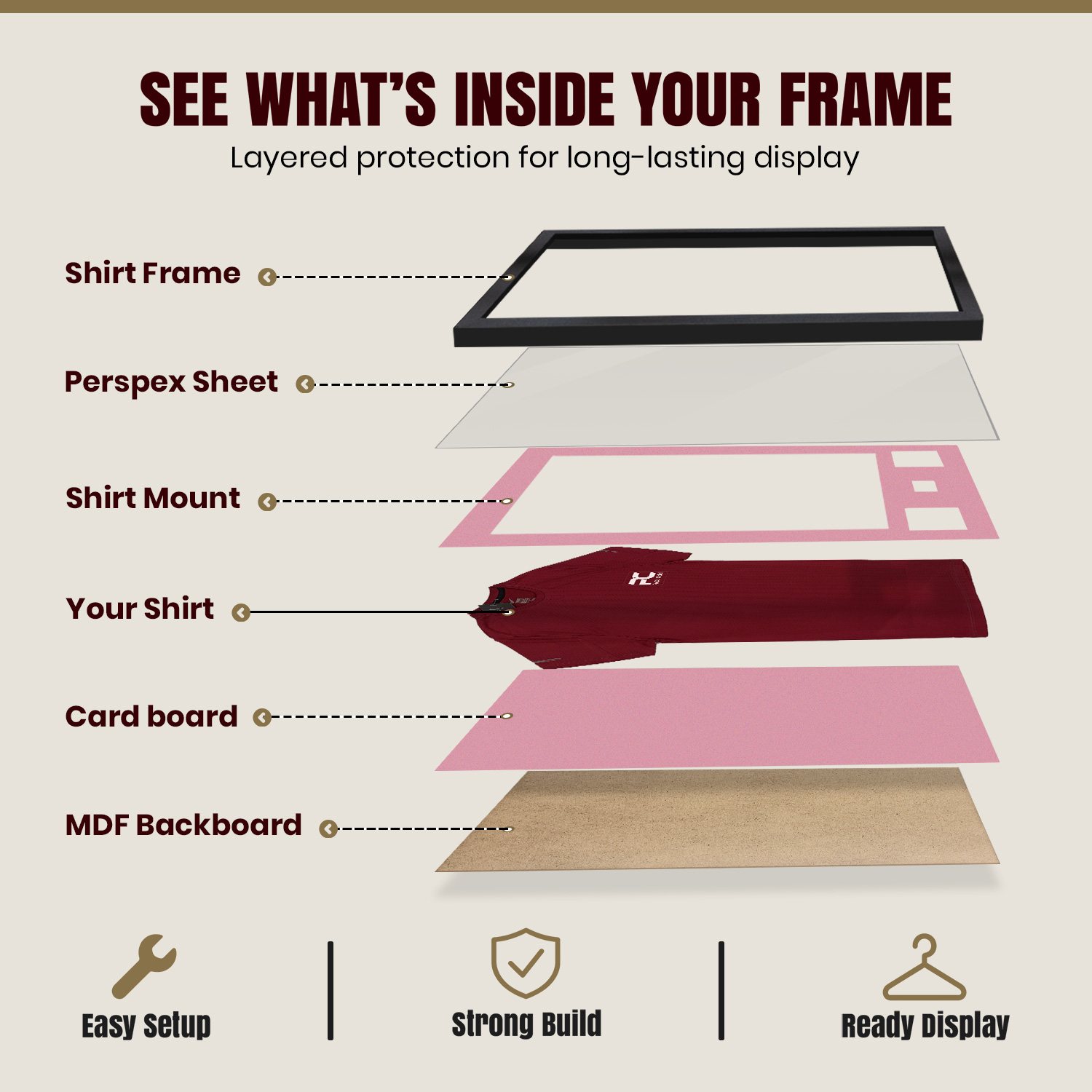 77.5x58.5cm Mat Black Football Shirt Frame With Dusty Rose Mount And Perspex Front - Box Display For Football, Rugby, And Other Sports Jerseys thumbnail 4