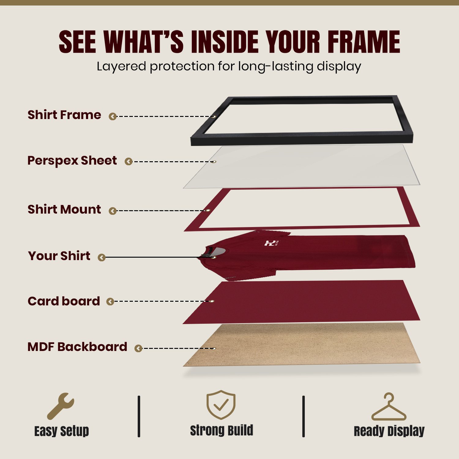 80x60cm Mat Black Football Shirt Frame With Burgundy Mount And Perspex Front For Sports Jerseys thumbnail 4