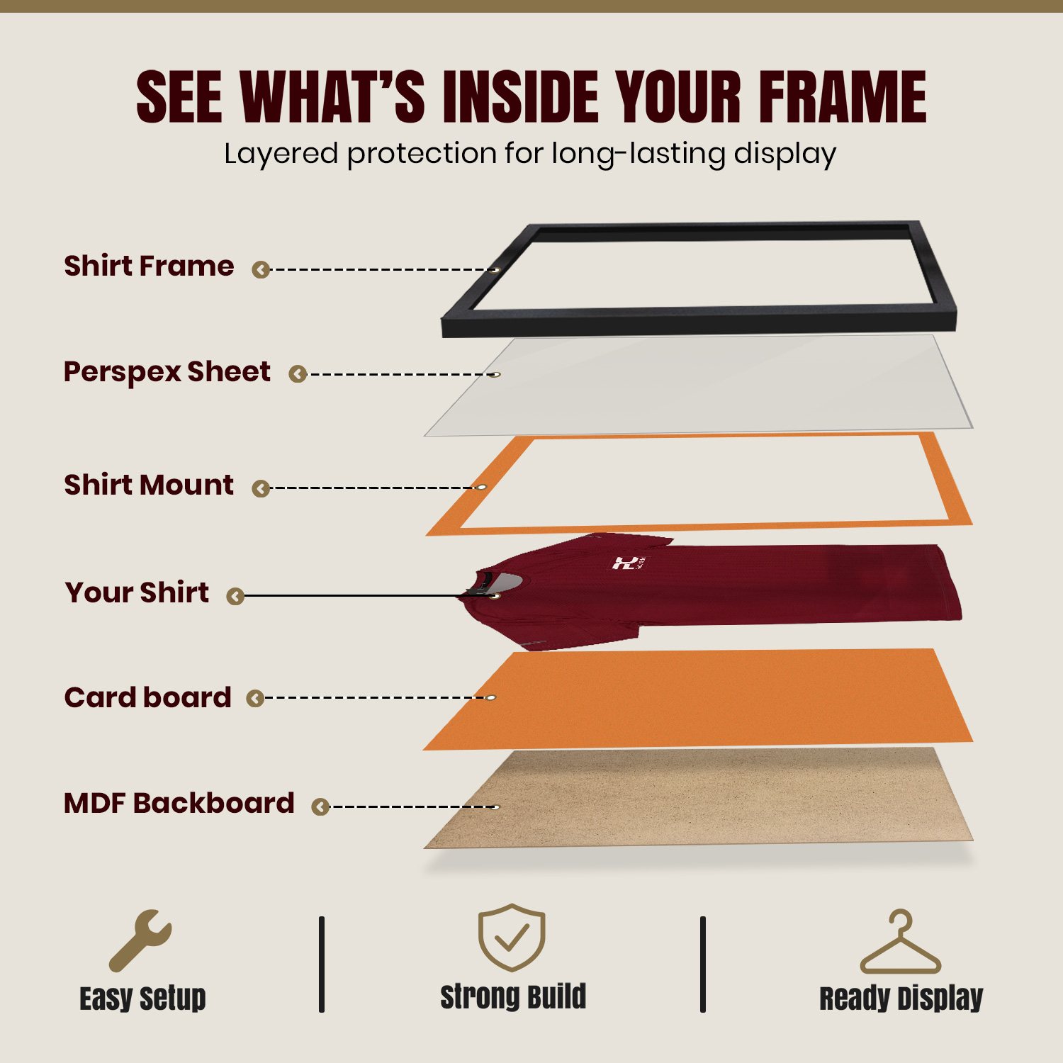 80x60cm Mat Black Football Shirt Frame With Burnt Orange Mount And Perspex Front - Fits Football, Rugby, And Other Sports Jerseys thumbnail 4