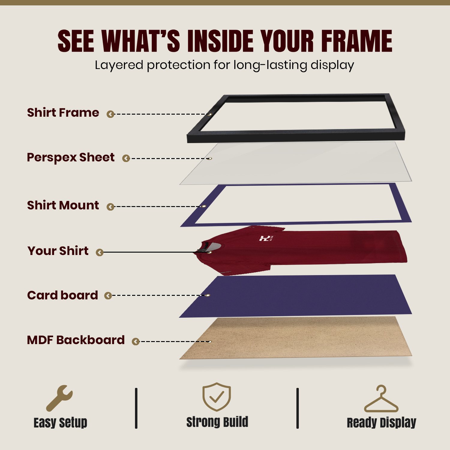 80x60cm Mat Black Football Shirt Frame With Damson Mount And Perspex Front For Sports Jerseys thumbnail 4