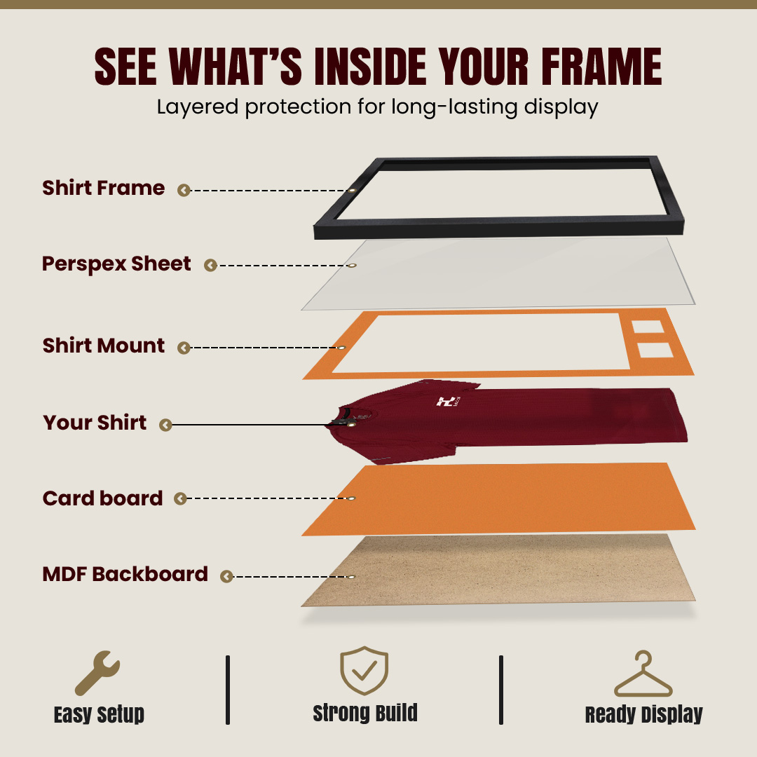 90x60cm Mat Black Football Shirt Frame With Burnt Orange Mount And Perspex Front For Sports Jerseys thumbnail 4
