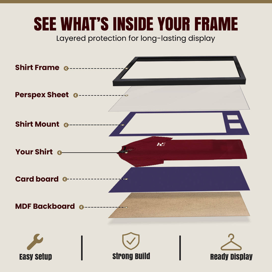 90x60cm Mat Black Football Shirt Frame With Damson Mount And Perspex Front - Fits Football, Rugby, And Other Sports Jerseys thumbnail 4