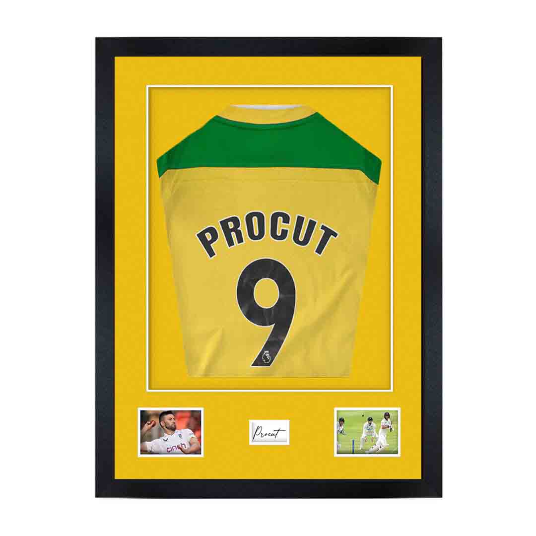 77.5x58.5cm Mat Black Football Shirt Frame With Bright Yellow Mount And Perspex Front - Fits Football, Rugby, And Other Sports Jerseys