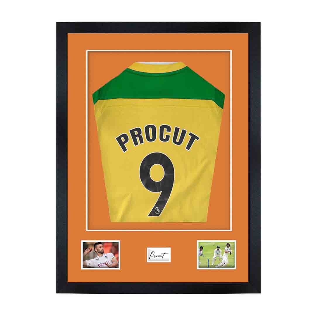 77.5x58.5cm Mat Black Football Shirt Frame With Burnt Orange Mount And Perspex Front - Fits Football, Rugby, And Other Sports Jerseys