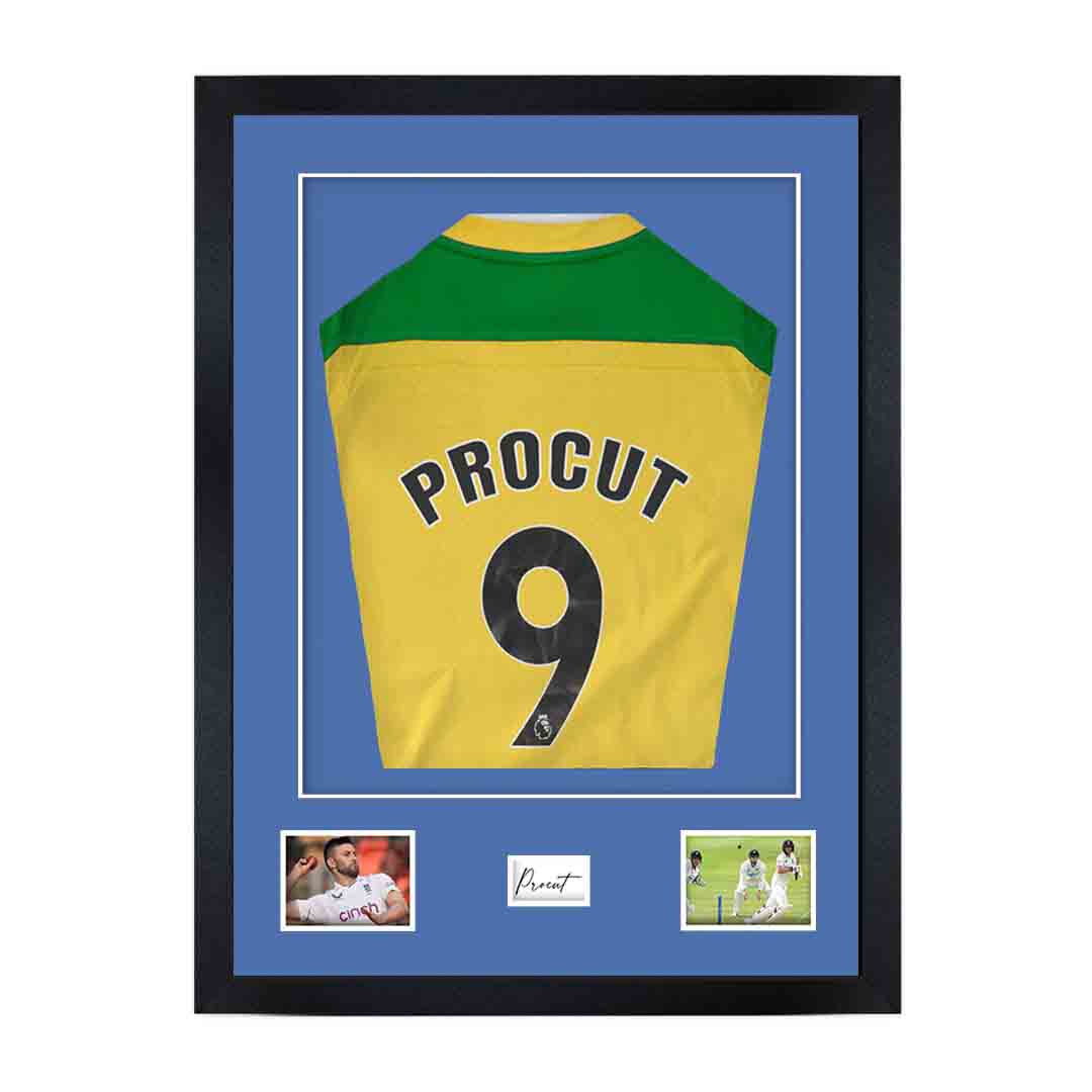77.5x58.5cm Mat Black Football Shirt Frame With Pacific Blue Mount And Perspex Front - Box Display For Football, Rugby, And Other Sports Jerseys