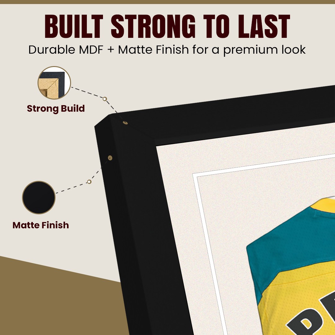 70x50cm Mat Black Football Shirt Frame With Antique White Mount And Perspex Front For Sports Jerseys thumbnail 7