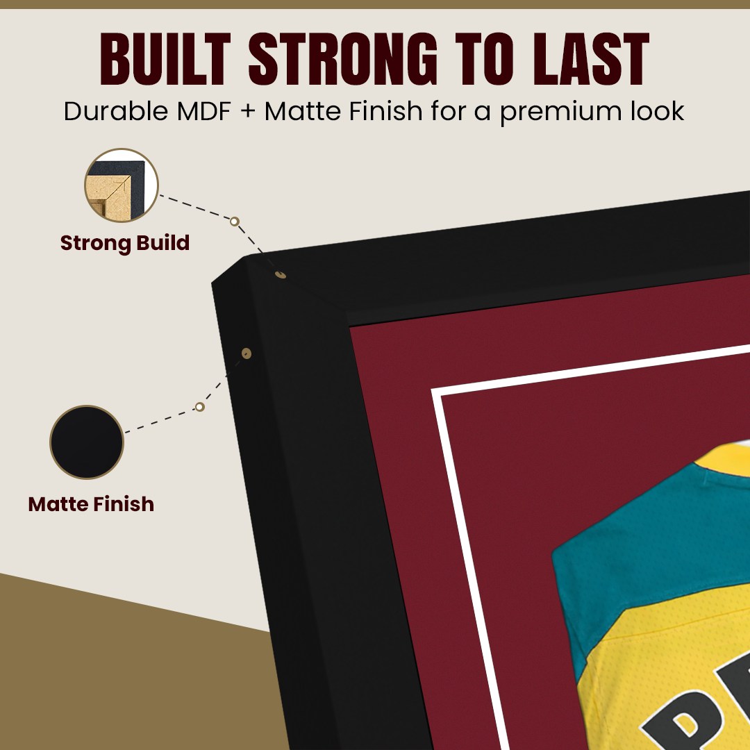 70x50cm Mat Black Football Shirt Frame With Burgundy Mount And Perspex Front - Box Display For Football, Rugby, And Other Sports Jerseys thumbnail 7