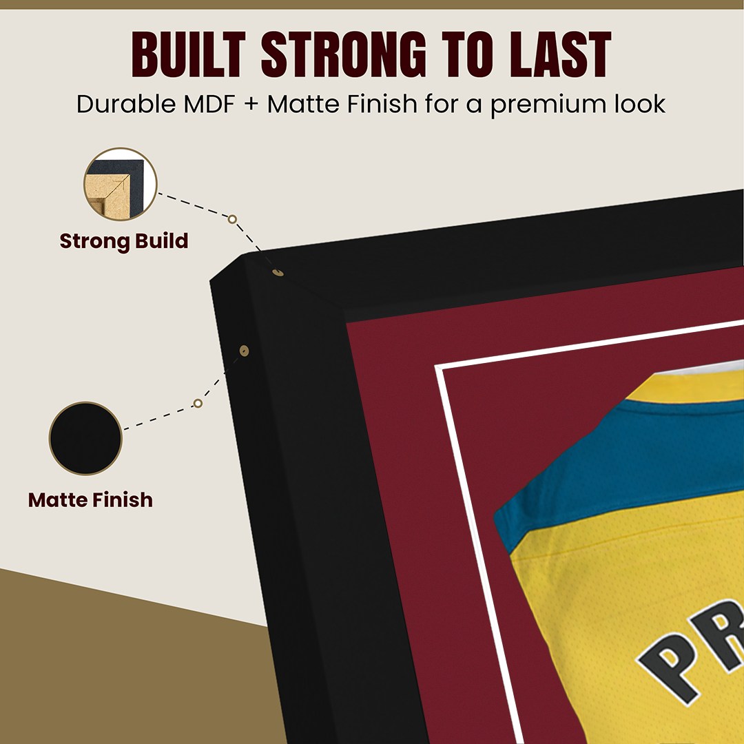 77.5x58.5cm Mat Black Football Shirt Frame With Burgundy Mount And Perspex Front - Box Display For Football, Rugby, And Other Sports Jerseys thumbnail 7