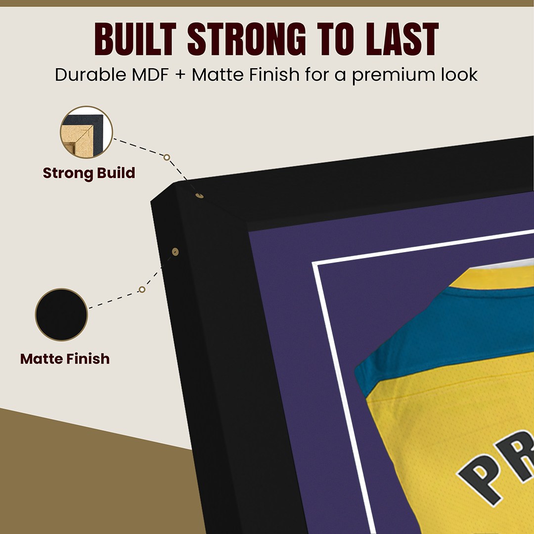 77.5x58.5cm Mat Black Football Shirt Frame With Damson Mount And Perspex Front - Fits Football, Rugby, And Other Sports Jerseys thumbnail 7