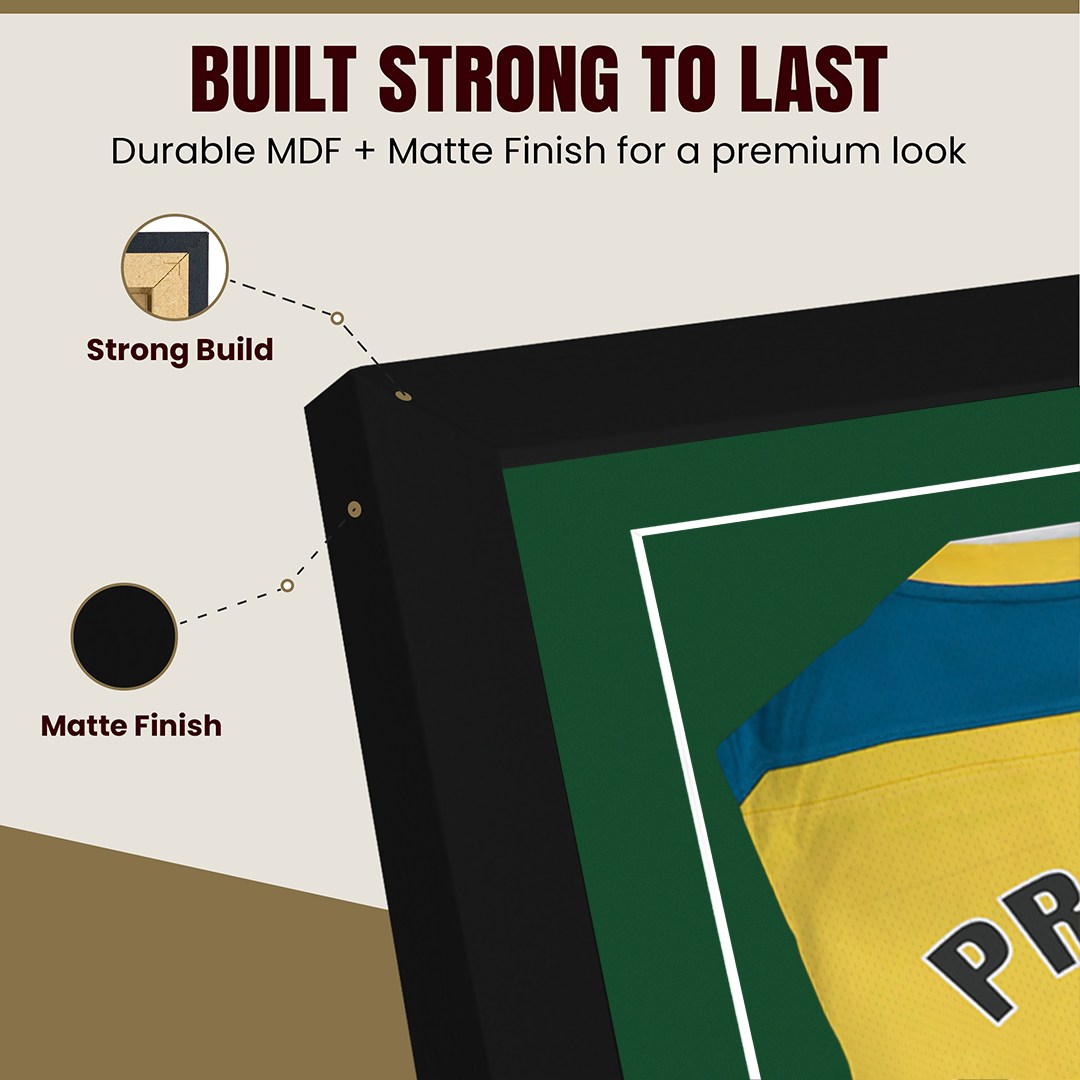 77.5x58.5cm Mat Black Football Shirt Frame With Forest Green Mount And Perspex Front - Fits Football, Rugby, And Other Sports Jerseys thumbnail 7