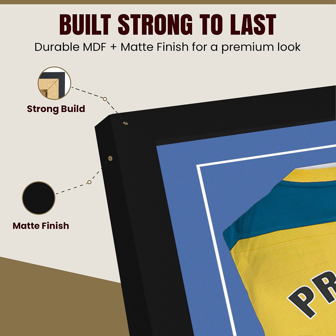 77.5x58.5cm Mat Black Football Shirt Frame With Pacific Blue Mount And Perspex Front - Box Display For Football, Rugby, And Other Sports Jerseys thumbnail 7