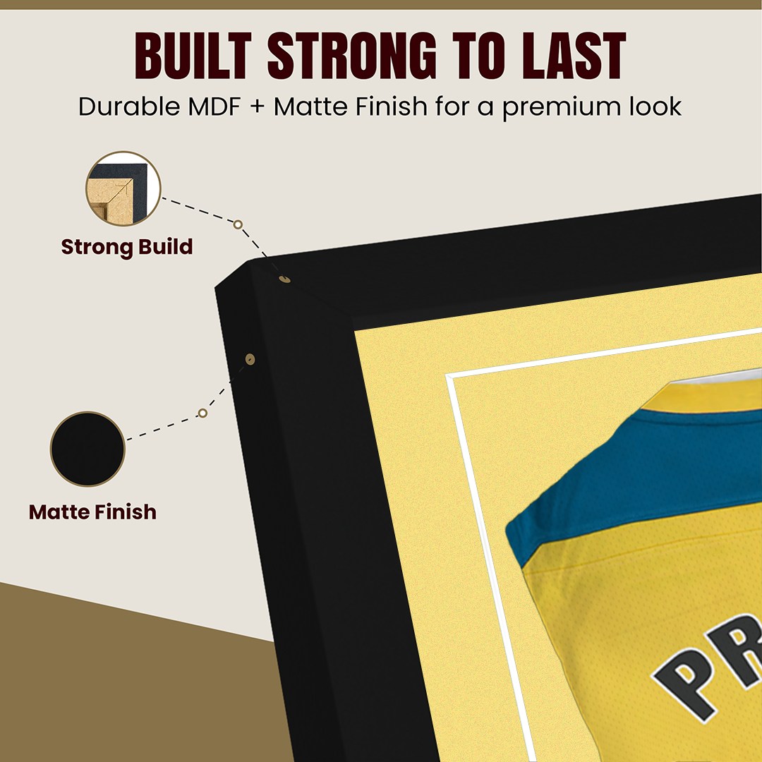 77.5x58.5cm Mat Black Football Shirt Frame With Primrose Mount And Perspex Front - Box Display For Football, Rugby, And Other Sports Jerseys thumbnail 7
